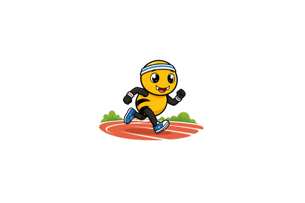 Pavúčik beží na atletickej dráhe